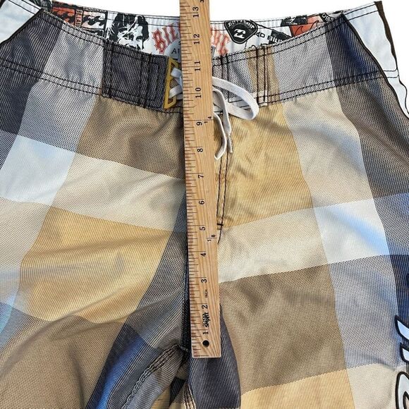 Billabong Mens Mark Occhilupo Signature Boardshorts Checkered Brown Size 32 - Picture 5 of 7